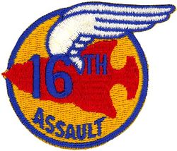 16th Troop Carrier Squadron, Assault, Light and 16th Troop Carrier Squadron, Assault, Fixed Wing
Redesignated as 16 Troop Carrier Squadron, Assault, Light on 19 Sep 1950. Activated on 5 Oct 1950. Redesignated as 16 Troop Carrier Squadron, Assault, Fixed Wing on 8 Nov 1954. Inactivated on 8 Jul 1955. 

USA shiffli made

