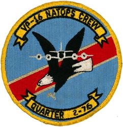 Patrol Squadron 16 Naval Air Training and Operating Procedures Standardization Crew
VP-16 "Eagles"
1970s
Established as VP-906 in May 1946; VP-ML-56 on 15 Nov 1946; VP-741 in Feb 1950; VP-16 (3rd VP-16) on
4 Feb 1953-.
Lockheed P-3A DIFAR/C Orion
