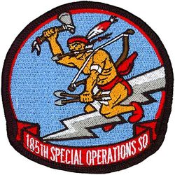 185th Special Operations Squadron
Constituted as the 620th Bombardment Squadron (Dive) on 25 Jan 1943. Activated on 4 Feb 1943. Redesignated 506th Fighter-Bomber Squadron on 10 Aug 1943. Redesignated 506th Fighter Squadron on 30 May 1944. Inactivated on 9 Nov 1945. Redesignated 185th Fighter Squadron, and allotted to the National Guard on 24 May 1946. Organized on 18 Feb 1947. Extended federal recognition on 18 Dec 1947. Redesignated 185th Tactical Reconnaissance Squadron on 1 Feb 1951; 185th Fighter-Bomber Squadron on 1 Jan 1953; 185th Fighter-Interceptor Squadron 1 Jul 1955; 185th Air Transport Squadron, Heavy c. 1 Apr 1961; 185th Military Airlift Squadron on 1 Jan 1966; Redesignated 185th Tactical Airlift Squadron on 10 Dec 1974; 185th Airlift Squadron c. 16 May 1992; 185th Air Refueling Squadron on 1 Oct 2008; 185th Special Operations Squadron on 1 Oct 2015-.
