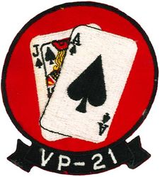 Patrol Squadron 21 (VP-21) (5th)
Established as Bombing Squadron ONE HUNDRED ELEVEN (VB-111) on 30 Jul 1943. Redesignated Patrol Bombing Squadron ONE HUNDRED ELEVEN (VPB-111) on 1 Oct 1944; Patrol Squadron ONE HUNDRED ELEVEN (VP-111) on 15 May 1946; Redesignated Heavy Patrol Squadron (Landplane) ELEVEN (VP-HL-11) on 15 Nov 1946; Patrol Squadron TWENTY ONE (VP-21) (5th) on 1 Sep 1948. Disestablished on 21 Nov 1969.

Lockheed P2V-7S/SP-2H Neptune

Insignia (3rd) approved on 17 Aug 1959.
USA made.

