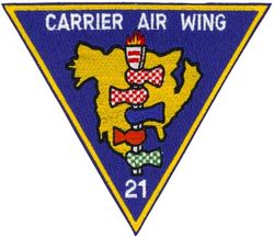 Carrier Air Wing 21 (CVW-21)
Established as Carrier Air Group 21 (CVG-21) in 1955. Redesignated Carrier Air Wing TWENTY ONE (CARAIRWING TWENTY ONE) (CVW-21) on 20 Dec 1963. Disestablished on 12 Dec 1975.


