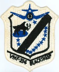 Marine Fighter Squadron 214 (VMF-214)
Established as Marine Fighter Squadron 214 (VMF-214) on 1 Jul 1942. Redesignated Marine All Weather Fighter Squadron 214 (VMF(AW)-214) on 31 Dec 1956; Marine Attack Squadron 214 (VMA-214) on 9 Jul 1957-.
