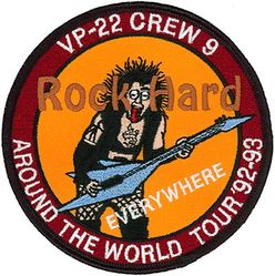 Patrol Squadron 22 (VP-22) (3rd) Crew 9
VP-22 "Blue Geese"
1993-1994  
Established as VB-102 on 15 Feb 1943; VPB-102 on 1 Oct 1944; VP-102 on 15 May 1946; VP-HL-2 on 15 Nov 1946; VP-22 (3rd) on 1 Sep 1948-31 Mar 1994.
Lockheed P-3C UIIIR Orion
