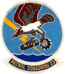 Patrol Squadron 23 (VP-23) (3rd)
Established as Weather Reconnaissance Squadron THREE (VPW-3) on 17 May 1946. Redesignated Meteorology Squadron THREE (VPM-3) on 15 Nov 1946; Heavy Patrol Squadron (Landplane) THREE (VP-HL-3) on 8 Dec 1947, the second squadron to be assigned the VP-HL-3 designation. Redesignated Patrol Squadron TWENTY THREE (VP-23) (3rd) “Seahawks” on 1 Sep 1948. Disestablished on 28 Feb 1995.

Lockheed P-2V-5/7/7S (SP-2H) Neptune

Insignia (2nd) approved on 5 Mar 1953.
USA made.



