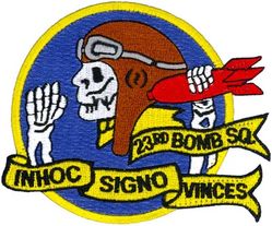 23d Bomb Squadron Morale
Organized as 18 Aero Squadron on 16 Jun 1917.  Redesignated as 23 Aero Squadron (Repair) on 22 Jun 1917.  Demobilized on 22 Mar 1919.  Reconstituted, and consolidated (1924) with 23 Squadron, which was authorized on 30 Aug 1921, organized on 1 Oct 1921, redesignated as 23 Bombardment Squadron on 25 Jan 1923.  Redesignated as: 23 Bombardment Squadron (Medium) on 6 Dec 1939; 23 Bombardment Squadron (Heavy) on 20 Nov 1940; 23 Bombardment Squadron, Heavy, on 6 Mar 1944; 23 Bombardment Squadron, Very Heavy, on 30 Apr 1946.  Inactivated on 10 Mar 1947.  Redesignated as 23 Reconnaissance Squadron, Very Long Range, Photographic, on 16 Sep 1947. Activated on 20 Oct 1947.  Redesignated as: 23 Strategic Reconnaissance Squadron, Photographic, on 16 Jun 1949; 23 Strategic Reconnaissance Squadron, Heavy, on 14 Nov 1950; 23 Bombardment Squadron, Heavy, on 1 Oct 1955; 23 Bomb Squadron on 1 Sep 1991.
