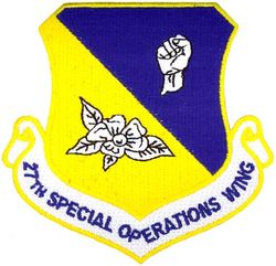 27th Special Operations Wing
Established as 27 Fighter Wing on 28 Jul 1947.  Organized on 15 Aug 1947.  Redesignated as: 27 Fighter-Escort Wing on 1 Feb 1950; 27 Strategic Fighter Wing on 20 Jan 1953; 27 Fighter-Bomber Wing on 1 Jul 1957; 27 Tactical Fighter Wing on 1 Jul 1958; 27 Fighter Wing on 1 Oct 1991; 27 Special Operations Wing on 1 Oct 2007.
Emblem.  Approved for Group on 12 Sep 1940 and for Wing on 11 Jul 1952.

