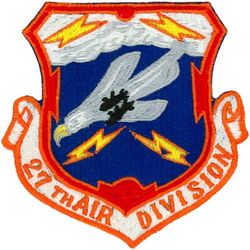 27th Air Division (Defense)
Established as 27 Air Division (Defense) on 7 Sep 1950. Activated on 20 Sep 1950. Inactivated on 1 Feb 1952. Organized on 1 Feb 1952. Inactivated on 1 Oct 1959. Redesignated 27 Air Division, and activated, on 20 Jan 1966. Organized on 1 Apr 1966. Inactivated on 19 Nov 1969.

Emblem approved on 23 Jul 1953.
