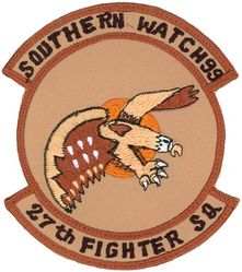27th Fighter Squadron Operation SOUTHERN WATCH 1999
Organized as 21 Aero Squadron on 15 Jun 1917. Redesignated as: 27 Aero Squadron on 23 Jun 1917; 27 Squadron (Pursuit) on 14 Mar 1921; 27 Pursuit Squadron on 25 Jan 1923; 27 Pursuit Squadron (Interceptor) on 6 Dec 1939; 27 Pursuit Squadron (Fighter) on 12 Mar 1941; 27 Fighter Squadron (Twin Engine) on 15 May 1942; 27 Fighter Squadron, Two Engine, on 28 Feb 1944. Inactivated on 16 Oct 1945. Redesignated as: 27 Fighter Squadron, Single Engine, on 5 Apr 1946; 27 Fighter Squadron, Jet Propelled, on 20 Jun 1946. Activated on 3 Jul 1946. Redesignated as: 27 Fighter Squadron, Jet, on 15 Jun 1948; 27 Fighter-Interceptor Squadron on 16 Apr 1950; 27 Tactical Fighter Squadron on 1 Jul 1971; 27 Fighter Squadron on 1 Nov 1991-.
Keywords: desert