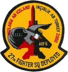 27th Expeditionary Fighter Squadron Keflavik Deployment and Operation NORTHERN WATCH 2000
Organized as 21 Aero Squadron on 15 Jun 1917. Redesignated as: 27 Aero Squadron on 23 Jun 1917; 27 Squadron (Pursuit) on 14 Mar 1921; 27 Pursuit Squadron on 25 Jan 1923; 27 Pursuit Squadron (Interceptor) on 6 Dec 1939; 27 Pursuit Squadron (Fighter) on 12 Mar 1941; 27 Fighter Squadron (Twin Engine) on 15 May 1942; 27 Fighter Squadron, Two Engine, on 28 Feb 1944. Inactivated on 16 Oct 1945. Redesignated as: 27 Fighter Squadron, Single Engine, on 5 Apr 1946; 27 Fighter Squadron, Jet Propelled, on 20 Jun 1946. Activated on 3 Jul 1946. Redesignated as: 27 Fighter Squadron, Jet, on 15 Jun 1948; 27 Fighter-Interceptor Squadron on 16 Apr 1950; 27 Tactical Fighter Squadron on 1 Jul 1971; 27 Fighter Squadron on 1 Nov 1991-.
