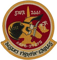 27th Expeditionary Fighter Squadron Operation SOUTHERN WATCH 2001
Organized as 21 Aero Squadron on 15 Jun 1917. Redesignated as: 27 Aero Squadron on 23 Jun 1917; 27 Squadron (Pursuit) on 14 Mar 1921; 27 Pursuit Squadron on 25 Jan 1923; 27 Pursuit Squadron (Interceptor) on 6 Dec 1939; 27 Pursuit Squadron (Fighter) on 12 Mar 1941; 27 Fighter Squadron (Twin Engine) on 15 May 1942; 27 Fighter Squadron, Two Engine, on 28 Feb 1944. Inactivated on 16 Oct 1945. Redesignated as: 27 Fighter Squadron, Single Engine, on 5 Apr 1946; 27 Fighter Squadron, Jet Propelled, on 20 Jun 1946. Activated on 3 Jul 1946. Redesignated as: 27 Fighter Squadron, Jet, on 15 Jun 1948; 27 Fighter-Interceptor Squadron on 16 Apr 1950; 27 Tactical Fighter Squadron on 1 Jul 1971; 27 Fighter Squadron on 1 Nov 1991-.
Keywords: desert