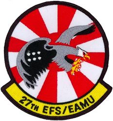 27th Expeditionary Fighter Squadron and Expeditionary Aircraft Maintenance Unit Theater Security Package Deployment 2013
Organized as 21 Aero Squadron on 15 Jun 1917. Redesignated as: 27 Aero Squadron on 23 Jun 1917; 27 Squadron (Pursuit) on 14 Mar 1921; 27 Pursuit Squadron on 25 Jan 1923; 27 Pursuit Squadron (Interceptor) on 6 Dec 1939; 27 Pursuit Squadron (Fighter) on 12 Mar 1941; 27 Fighter Squadron (Twin Engine) on 15 May 1942; 27 Fighter Squadron, Two Engine, on 28 Feb 1944. Inactivated on 16 Oct 1945. Redesignated as: 27 Fighter Squadron, Single Engine, on 5 Apr 1946; 27 Fighter Squadron, Jet Propelled, on 20 Jun 1946. Activated on 3 Jul 1946. Redesignated as: 27 Fighter Squadron, Jet, on 15 Jun 1948; 27 Fighter-Interceptor Squadron on 16 Apr 1950; 27 Tactical Fighter Squadron on 1 Jul 1971; 27 Fighter Squadron on 1 Nov 1991-.
Emblem. Approved on 17 Sep 1971.

