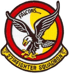 27th Fighter Squadron Heritage
Organized as 21 Aero Squadron on 15 Jun 1917. Redesignated as: 27 Aero Squadron on 23 Jun 1917; 27 Squadron (Pursuit) on 14 Mar 1921; 27 Pursuit Squadron on 25 Jan 1923; 27 Pursuit Squadron (Interceptor) on 6 Dec 1939; 27 Pursuit Squadron (Fighter) on 12 Mar 1941; 27 Fighter Squadron (Twin Engine) on 15 May 1942; 27 Fighter Squadron, Two Engine, on 28 Feb 1944. Inactivated on 16 Oct 1945. Redesignated as: 27 Fighter Squadron, Single Engine, on 5 Apr 1946; 27 Fighter Squadron, Jet Propelled, on 20 Jun 1946. Activated on 3 Jul 1946. Redesignated as: 27 Fighter Squadron, Jet, on 15 Jun 1948; 27 Fighter-Interceptor Squadron on 16 Apr 1950; 27 Tactical Fighter Squadron on 1 Jul 1971; 27 Fighter Squadron on 1 Nov 1991-.
