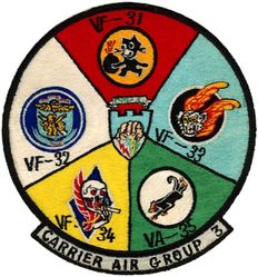 Carrier Air Group 3 (CVG-3) Gaggle
CVG-3
Mediterranean Cruise
Gaggle: Fighter Squadron 31, Fighter Squadron 33, Attack Squadron 35, Fighter Squadron 34 & Fighter Squadron 32.
