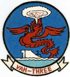 Heavy Attack Squadron 3 (VAH-3)
Established as Heavy Attack Squadron Three (VAH-3) "Sea Dragons" on 15 Jun 1956. Redesignated: Reconnaissance Attack Squadron Three (RVAH-3) on 1 Jul 1964. Disestablished on 17 Aug 1979.

Douglas A3D-1/2 Skywarrior, 1955-79

