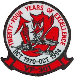 Fighter Squadron 301 (VF-301) 24th Anniversary
VF-301 "Devils Deciples"
1994
Established on 1 Oct 1970-31 Dec 1994.
Grumman F-14 Tomcat

