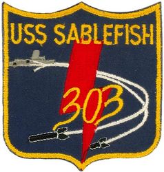 SS-303 USS Sablefish
USS Sablefish (SS/AGSS-303)
Class and type: Balao class diesel-electric submarine
Builder: Cramp Shipbuilding Company, Philadelphia, Pennsylvania
Laid down: 5 Jun 1943
Launched: 4 Jun 1944
Commissioned: 18 Dec 1945
Decommissioned: 1 Nov 1969
Struck: 1 November 1969
Fate: Sold for scrap, 29 Jul 1971

