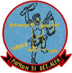 Patrol Squadron 31 (VP-31) Detachment Alfa
Established as Patrol Squadron THIRTY ONE (VP-31) "Genies" on 30 Jun 1960, the second squadron to be assigned the VP-31 designation. Disestablished on 1 Nov 1993.

Lockheed P-3A/B Orion

VP-31 Det Alpha was established at NAS Moffett Field, CA, with a primary mission to train pilots and aircrewmen for the advanced ASW aircraft the P-3. 
