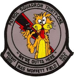 Patrol Squadron 31 (VP-31) Inactivation
Established as Patrol Squadron THIRTY ONE (VP-31) " Black Lightnings" on 30 Jun 1960, the second squadron to be assigned the VP-31 designation. Disestablished on 1 Nov 1993.

Lockheed TP-3A Orion
