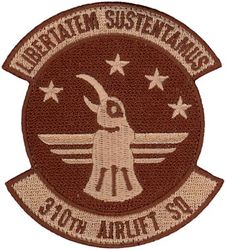 310th Airlift Squadron 
Translation: LIBERTATEM SUSTENTAMUS = Support for Freedom
Keywords: desert