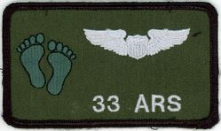 33d Air Rescue Squadron Name Tag
Constituted as 33 Air Rescue Squadron on 17 Oct 1952. Activated on 14 Nov 1952. Discontinued on 18 Mar 1960. Organized on 18 Jun 1961. Redesignated as: 33 Air Recovery Squadron on 1 Jul 1965; 33 Aerospace Rescue and Recovery Squadron on 8 Jan 1966. Inactivated on 1 Oct 1970. Activated on 1 Jul 1971. Redesignated as: 33 Air Rescue Squadron on 1 Jun 1989; 33 Rescue Squadron on 1 Feb 1993-.
