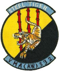 Marine All Weather Attack Squadron 332 (VMA(AW)-332) Operation STEEL TIGER
Established as Marine Scout Bomber Squadron 332 (VMSB-332) in Jun 1942. Redesignated Marine Torpedo Bombing Squadron 332 (VMTB-332) on 1 Mar 1945. Decactivated in 1945. Recommissioned Marine Attack Squadron 332 (VMA-332) on 23 Apr 1952. Redesignated Marine All Weather Attack Squadron 332 (VMA(AW)-332) on 20 Aug 1968; Marine All Weather Fighter Attack Squadron 332 (VMFA(AW)-332) on 16 Jun 1993. Deactivated on 30 Mar 2007.

Grumman A-6 Intruder

Operation Steel Tiger was a covert U.S. 2nd Air Division, later Seventh Air Force and U.S. Navy Task Force 77 aerial interdiction effort targeted against the infiltration of People's Army of Vietnam (PAV) men and material moving south from the Democratic Republic of Vietnam (DRV or North Vietnam) through southeastern Laos to support their military effort in the Republic of Vietnam (RVN or South Vietnam) during the Vietnam War.

