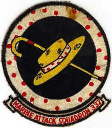Marine Attack Squadron 332 (VMA-332) 
Established as Marine Scout Bomber Squadron 332 (VMSB-332) in Jun 1942. Redesignated Marine Torpedo Bombing Squadron 332 (VMTB-332) on 1 Mar 1945. Decactivated in 1945. Recommissioned Marine Attack Squadron 332 (VMA-332) on 23 Apr 1952. Redesignated Marine All Weather Attack Squadron 332 (VMA(AW)-332) on 20 Aug 1968; Marine All Weather Fighter Attack Squadron 332 (VMFA(AW)-332) on 16 Jun 1993. Deactivated on 30 Mar 2007.

Douglas SBD Dauntless, 1943-1945
Grumman TBM Avenger, 1945
Grumman F6F Hell Cat, 1952
Vought F4U Corsair, 1953
Douglas AD-1 Skyraider, 1953-1958
Douglas A-4D Skyhawk, 1958-1968
Grumman A-6 Intruder, 1968-1993
McDonnell Douglas F/A-18 Hornet, 1993-2007

