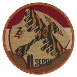 34th Expeditionary Bomb Squadron Operation ENDURING FREEDOM
The 34th consisted of personnel and aircraft from the 34th Bomb Squadron and 37th Squadron. This patch is a combination of the two unit's patches. 
Keywords: desert