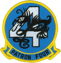 Patrol Squadron 4 (VP-4) Heritage
Established as Bombing Squadron ONE HUNDRED FORTY FOUR (VB-144) on 1 July 1943. Redesignated Patrol Bombing Squadron ONE HUNDRED FORTY FOUR (VPB-144) on 1 October 1944. Redesignated Patrol Squadron ONE HUNDRED FORTY FOUR (VP-144) on 15 May 1946. Redesignated Medium Patrol Squadron (Landplane) ONE HUNDRED FORTY FOUR (VP-ML-4) on 15 November 1946. Redesignated Patrol Squadron FOUR (VP-4) on 1 September 1948, the second squadron to be assigned the VP-4 designation.

Lockheed P-3C UIIIR Orion, 1992-.

The squadron adopted the insignia used by a previous VP-4 (redesignated VP-22 and disestablished in 1942). In that design a winged griffin was superimposed upon the numeral four. Approved on 19 Oct 1964. The Skinny Dragon design was altered slightly in honor of the squadron’s 50th anniversary in 1993. Approved by CNO on 25 Mar 1993.


