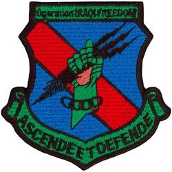 406th Air Expeditionary Wing Operation IRAQI FREEDOM 
Translation: ASCENDE ET DEFENDE = Rise and Defend
Keywords: subdued