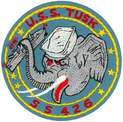 SS-426 USS Tusk
Namesake. The tusk, an alternate name for the cusk, a large edible saltwater fish related to the cod
Builder. Cramp Shipbuilding Company, Philadelphia, PA
Laid down. 23 Aug 1943
Launched. 8 Jul 1945
Commissioned. 11 Apr 1946
Decommissioned. 18 Oct 1973
Stricken	. 18 Oct 1973
Fate. Transferred to the Republic of China, 18 Oct 1973
Class and type. Balao-class diesel-electric submarine
Displacement:	
1,526 long tons (1,550 t) surfaced
2,424 long tons (2,463 t) submerged
Length. 311 ft 9 in (95.02 m)
Beam. 27 ft 3 in (8.31 m)
Draft. 16 ft 10 in (5.13 m) maximum
Propulsion:	
4 × Fairbanks-Morse Model 38D8-⅛ 10-cylinder opposed piston diesel engines driving electrical generators
2 × 126-cell Sargo batteries
2 × low-speed direct-drive Elliott electric motors
two propellers 
5,400 shp (4.0 MW) surfaced
2,740 shp (2.0 MW) submerged
Speed. 20.25 knots (37.50 km/h) surfaced; 8.75 knots (16.21 km/h) submerged
Range	11,000 nautical miles (20,000 km) surfaced at 10 knots (19 km/h)
Endurance. 48 hours at 2 knots (3.7 km/h) submerged; 75 days on patrol
Test depth. 400 feet (120 m)
Complement. 10 officers, 70–71 enlisted
Armament:	
10 × 21-inch (533 mm) torpedo tubes
6 forward, 4 aft
24 torpedoes
1 × 5-inch (127 mm) / 25 caliber deck gun
Bofors 40 mm and Oerlikon 20 mm cannon

General characteristics (Guppy II)
Displacement:	
1,870 long tons (1,900 t) surfaced
2,440 long tons (2,480 t) submerged
Length. 307 ft (94 m)
Beam. 27 ft 4 in (8.33 m)
Draft. 17 ft (5.2 m)
Propulsion:	
Snorkel added
Batteries upgraded to GUPPY type, capacity expanded to 504 cells (1 × 184 cell, 1 × 68 cell, and 2 × 126 cell batteries)
Speed. 18.0 knots (33.3 km/h) maximum, 13.5 knots (25.0 km/h) cruising (Surfaced); 16.0 knots (29.6 km/h) for ½ hour, 9.0 knots (16.7 km/h) snorkeling, 3.5 knots (6.5 km/h) cruising (Submerged)
Range. 15,000 nautical miles (28,000 km) surfaced at 11 knots (20 km/h)
Endurance. 48 hours at 4 knots (7.4 km/h) submerged
Complement. 9–10 officers, 5 petty officers, 70 enlisted men
Sensors and processing systems:
WFA active sonar
JT passive sonar
Mk 106 torpedo fire control system
Armament:	
10 × 21 inch (533 mm) torpedo tubes (six forward, four aft)
all guns removed

