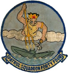 Patrol Squadron 44 (VP-44)
Established as Patrol Squadron FORTY FOUR (VP-44) on 29 January 1951, the fourth squadron to be assigned the VP-44 designation. Disestablished on 28 June 1991.

Martin PBM-5 Mariner, 1951-1952
Martin P5M-1 Marlin, 1952-1955
Martin P5M-2 Marlin, 1955-1960
Lockheed P2V-3 Neptune, 1960-1962
Lockheed P3V-1/P-3A Orion, 1962-1978
Lockheed P-3C UII Orion, 1978-1991

Insignia (2nd) “King Neptune” approved by CNO on 25 Jul 1961.

