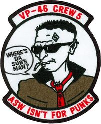Patrol Squadron 46 (VP-46) Combat Aircrew 5
Established as Patrol Squadron FIVE-S (VP-5S) on 1 Jul 1931. Redesignated Patrol Squadron FIVE-F (VP-5F) on 1 Apr 1933.  Redesignated Patrol Squadron FIVE (VP-5) on 1 Octr 1937. Redesignated Patrol Squadron THIRTY-THREE (VP 33) on 1 Jul 1939. Redesignated Patrol Squadron THIRTY-TWO (VP-32) on 1 Oct 1941. Redesignated Patrol Bombing Squadron THIRTY TWO (VPB-32) on 1 Oct 1944. Redesignated Patrol Squadron THIRTY-TWO (VP-32) on 15 May 1946. Redesignated Medium Patrol Squadron (Seaplane) SIX (VP-MS-6) on 15 Nov 1946. Redesignated Patrol Squadron FORTY-SIX (VP-46) "Grey Knights" on 1 Sep 1948-.

Lockheed P-3C UIIIR Orion

