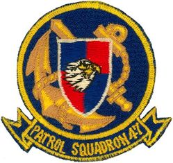 Patrol Squadron 47 (VP-47)
VP-47 "Golden Swordsmen"
1964- (2d insignia)
Established as VP-27 on 1 Jun 1944; VPB-27 on 1 Oct 1944; VP-27 on 15 May 1946; VP-MS-7 on 15 Nov 1946; VP-47 on 1 Sep 1948-.
Lockheed P-3A/B/C Orion
