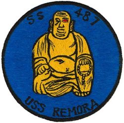 SS-487 USS Remora
Namesake. The 	Remora, or suckerfish, any of a family (Echeneidae) of ray-finned fish in the order Carangiformes
Builder. Portsmouth Naval Shipyard, Kittery, ME
Laid down. 5 Mar 1945
Launched. 12 Jul 1945
Commissioned. 3 Jan 1946
Decommissioned. 29 Oct 1973
Stricken	. 9 Oct 1973
Fate. Transferred to Greece, 29 Oct 1973
Class and type. Tench-class diesel-electric submarine
Displacement:	
1,570 tons (1,595 t) surfaced 
2,414 tons (2,453 t) submerged 
Length. 311 ft 8 in (95.00 m) 
Beam. 27 ft 4 in (8.33 m) 
Draft. 17 ft (5.2 m) maximum 
Propulsion:	
4 × Fairbanks-Morse Model 38D8-⅛ 10-cylinder opposed piston diesel engines driving electrical generators
2 × 126-cell Sargo batteries
2 × low-speed direct-drive Elliott electric motors
two propellers 
5,400 shp (4.0 MW) surfaced
2,740 shp (2.0 MW) submerged
Speed. 20.25 knots (38 km/h) surfaced; 8.75 knots (16 km/h) submerged 
Range. 11,000 nautical miles (20,000 km) surfaced at 10 knots (19 km/h) 
Endurance. 48 hours at 2 knots (3.7 km/h) submerged; 75 days on patrol
Test depth. 400 ft (120 m) 
Complement. 10 officers, 71 enlisted 
Armament:	
10 × 21-inch (533 mm) torpedo tubes, 6 forward, 4 aft)
28 torpedoes
1 × 5-inch (127 mm) / 25 caliber deck gun
Bofors 40 mm and Oerlikon 20 mm cannon

