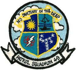 Patrol Squadron 49 (VP-49)
VP-49
1962-1994 
Established as VP-19 on 1 Feb 1944; VPB-19 on 1 Oct 1944; VP-19 on 15 May 1946; VP-MS-9 on 15 Nov 1946; VP-49 on 1 Sep 1948-1 Mar 1994.
Martin P5M-2/SP-5B Marlin
Lockheed P-3A/C Orion 
