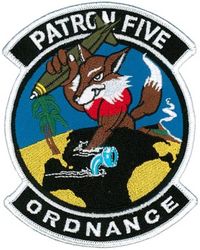 Patrol Squadron 5 (VP-5) Ordnance
Established as Patrol Squadron SEVENTEEN-F (VP-17F) on 2 Jan 1937. Redesignated Patrol Squadron SEVENTEEN (VP-17) on 1 Oct 1937; Patrol Squadron FORTY TWO (VP-42) on 1 Jul 1939; Bombing Squadron ONE HUNDRED THIRTY FIVE (VB-135) on 15 Feb 1943; Patrol Bombing Squadron ONE HUNDRED THIRTY FIVE (VPB-135) on 1 Oct 1944; Patrol Squadron ONE HUNDRED THIRTY FIVE (VP-135) on 15 May 1946; Medium Patrol Squadron (Landplane) FIVE (VP-ML-5) on 15 Nov 1946; Patrol Squadron FIVE (VP-5) on 1 Sep 1948, the second squadron to be assigned the VP-5 designation.

Lockheed P2V-1/3/5/SP-2E Neptune, 1948-1966
Lockheed P-3A Orion, 1966-1971
Lockheed P-3A (DIFAR) Orion, 1971
Lockheed P-3C Orion, 1974-1989
Lockheed P-3C UIIIR Orion, 19892013
Boeing P-8A Poseidon, 2013-.

Insignia (2nd) “Mad Foxes” used after 1948.

