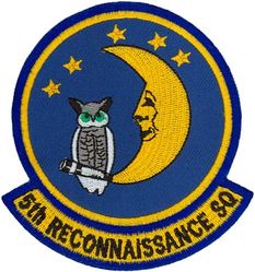 5th Reconnaissance Squadron Heritage
Organized as 5 Aero Squadron on 5 May 1917. Redesignated as Squadron A, Souther Field, GA, on 15 Jul 1918. Demobilized on 11 Nov 1918. Reconstituted, and consolidated (1924) with 5 Aero Squadron, which was organized on 24 Oct 1919.  Redesignated as: 5 Squadron (Observation) on 14 Mar 1921; 5 Observation Squadron on 25 Jan 1923; 5 Bombardment Squadron on 1 Mar 1935; 5 Bombardment Squadron (Medium) on 6 Dec 1939; 5 Bombardment Squadron (Heavy) on 20 Nov 1940; 5 Bombardment Squadron, Very Heavy, on 28 Mar 1944.  Inactivated on 20 Oct 1948.  Redesignated as 5 Strategic Reconnaissance Squadron, Photographic, and activated, on 1 May 1949.  Redesignated as: 5 Bombardment Squadron, Heavy, on 1 Apr 1950; 5 Bombardment Squadron, Medium, on 2 Oct 1950.   Discontinued, and inactivated, on 25 Jun 1966.  Redesignated as 5 Strategic Reconnaissance Training Squadron on 12 Feb 1986. Activated on 1 Jul 1986.  Inactivated on 30 Jun 1990.  Redesignated as 5 Reconnaissance Squadron on 21 Sep 1994. Activated on 1 Oct 1994.

