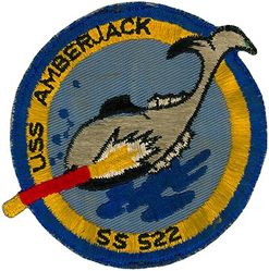 SS-522 USS Amberjack
Namesake. The amberjack, a vigorous sport fish
Builder. Boston Navy Yard
Laid down. 8 Feb 1944
Launched. 15 Dec 1944
Commissioned. 4 Mar 1946
Decommissioned. 17 Oct 1973
Stricken. 17 Oct 1973
Fate. Transferred to Brazil, 17 Oct 1973
General characteristics. (As completed)
Class and type. Tench-class diesel-electric submarine
Displacement:	
1,570 tons (1,595 t) surfaced
2,428 tons (2,467 t) submerged
Length. 311 ft 8 in (95.00 m)
Beam. 27 ft 3 in (8.31 m)
Draft. 17 ft 0 in (5.18 m) maximum
Propulsion:	
4 × Fairbanks-Morse Model 38D8-⅛ 10-cylinder opposed piston diesel engines driving electrical generators
2 × 126-cell Sargo batteries
2 × low-speed direct-drive Westinghouse electric motors
two propellers
5,400 shp (4.0 MW) surfaced
2,740 shp (2.0 MW) submerged
Speed. 20.25 knots (38 km/h) surfaced; 8.75 knots (16 km/h) submerged
Range. 11,000 nautical miles (20,000 km) surfaced at 10 knots (19 km/h
Endurance. 48 hours at 2 knots (3.7 km/h) submerged; 75 days on patrol
Test depth. 400 ft (120 m)
Complement. 10 officers, 71 enlisted
Armament. 10 × 21 inch (533 mm) torpedo tubes (six forward, four aft)
28 torpedoes
2 × 5 in (130 mm) caliber deck guns
Bofors 40 mm and Oerlikon 20 mm cannon
General characteristics: (Guppy II)
Displacement:	
1,870 tons (1,900 t) surfaced
2,440 tons (2,480 t) submerged
Length. 307 ft (93.6 m)
Beam. 27 ft 4 in (7.4 m)
Draft. 17 ft (5.2 m)
Propulsion:	
Snorkel added
Batteries upgraded to GUPPY type, capacity expanded to 504 cells (1 × 184 cell, 1 × 68 cell, and 2 × 126 cell batteries)
Speed. 18.0 knots (33.3 km/h) maximum, 13.5 knots (25.0 km/h) cruising (Surfaced); 16.0 knots (29.6 km/h) for ½ hour, 9.0 knots (16.7 km/h) snorkeling, 3.5 knots (6.5 km/h) cruising (Submerged)
Range. 15,000 nm (28,000 km) surfaced at 11 knots (20 km/h)
Endurance. 48 hours at 4 knots (7 km/h) submerged
Complement. 9–10 officers, 5 petty officers, 70 enlisted men
Sensors and processing systems. 
WFA active sonar
JT passive sonar
Mk 106 torpedo fire control system
Armament. 10 × 21 in (533 mm) torpedo tubes (six forward, four aft), all guns removed


