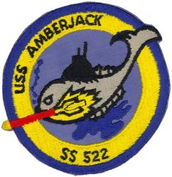 SS-522 Amberjack
Namesake. The amberjack, a vigorous sport fish
Builder. Boston Navy Yard
Laid down. 8 Feb 1944
Launched. 15 Dec 1944
Commissioned. 4 Mar 1946
Decommissioned. 17 Oct 1973
Stricken. 17 Oct 1973
Fate. Transferred to Brazil, 17 Oct 1973
General characteristics. (As completed)
Class and type. Tench-class diesel-electric submarine
Displacement:	
1,570 tons (1,595 t) surfaced
2,428 tons (2,467 t) submerged
Length. 311 ft 8 in (95.00 m)
Beam. 27 ft 3 in (8.31 m)
Draft. 17 ft 0 in (5.18 m) maximum
Propulsion:	
4 × Fairbanks-Morse Model 38D8-⅛ 10-cylinder opposed piston diesel engines driving electrical generators
2 × 126-cell Sargo batteries
2 × low-speed direct-drive Westinghouse electric motors
two propellers
5,400 shp (4.0 MW) surfaced
2,740 shp (2.0 MW) submerged
Speed. 20.25 knots (38 km/h) surfaced; 8.75 knots (16 km/h) submerged
Range. 11,000 nautical miles (20,000 km) surfaced at 10 knots (19 km/h
Endurance. 48 hours at 2 knots (3.7 km/h) submerged; 75 days on patrol
Test depth. 400 ft (120 m)
Complement. 10 officers, 71 enlisted
Armament. 10 × 21 inch (533 mm) torpedo tubes (six forward, four aft)
28 torpedoes
2 × 5 in (130 mm) caliber deck guns
Bofors 40 mm and Oerlikon 20 mm cannon
General characteristics: (Guppy II)
Displacement:	
1,870 tons (1,900 t) surfaced
2,440 tons (2,480 t) submerged
Length. 307 ft (93.6 m)
Beam. 27 ft 4 in (7.4 m)
Draft. 17 ft (5.2 m)
Propulsion:	
Snorkel added
Batteries upgraded to GUPPY type, capacity expanded to 504 cells (1 × 184 cell, 1 × 68 cell, and 2 × 126 cell batteries)
Speed. 18.0 knots (33.3 km/h) maximum, 13.5 knots (25.0 km/h) cruising (Surfaced); 16.0 knots (29.6 km/h) for ½ hour, 9.0 knots (16.7 km/h) snorkeling, 3.5 knots (6.5 km/h) cruising (Submerged)
Range. 15,000 nm (28,000 km) surfaced at 11 knots (20 km/h)
Endurance. 48 hours at 4 knots (7 km/h) submerged
Complement. 9–10 officers, 5 petty officers, 70 enlisted men
Sensors and processing systems. 
WFA active sonar
JT passive sonar
Mk 106 torpedo fire control system
Armament. 10 × 21 in (533 mm) torpedo tubes (six forward, four aft), all guns removed

