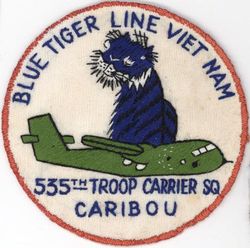 535th Troop Carrier Squadron C-7A
Constituted 535 Fighter Squadron on 24 Sep 1943. Activated on 1 Oct 1943. Disbanded on 10 Apr 1944. Reconstituted, and redesignated 535 Fighter Squadron, Two-Engine, on 16 May 1949. Activated in the Reserve on 27 Jun 1949. Redesignated 535 Fighter-Escort Squadron on 16 Mar 1950. Ordered to active service on 1 May 1951. Inactivated on 25 Jun 1951. Redesignated 535 Troop Carrier Squadron, Medium, on 26 May 1952. Activated in the Reserve on 15 Jun 1952. Inactivated on 1 Feb 1953. Redesignated 535 Troop Carrier Squadron, and activated, on 12 Oct 1966. Organized on 1 Jan 1967. Redesignated 535 Tactical Airlift Squadron on 1 Aug 1967. Inactivated on 24 Jan 1972. Redesignated 535 Airlift Squadron on 1 Apr 2005. Activated on 18 Apr 2005.
