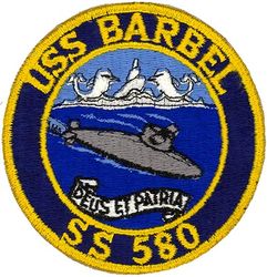 SS-580 USS Barbel 
Class and type: Barbel-class diesel-electric submarine
Ordered: 24 Aug 1955
Builder: Portsmouth Naval Shipyard, Kittery, Maine
Laid down: 18 May 1956
Launched: 19 Jul 1958
Commissioned: 17 Jan 1959
Decommissioned: 4 Dec 1989
Struck: 17 January 1990
Fate: Sunk as a target 30 Jan 2001

