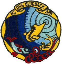 SS-581 USS Blueback
Namesake. Blueback, rainbow or steelhead trout
Awarded. 29 June 1956
Builder. Ingalls Shipbuilding, Pascagoula, MS
Laid down. 15 Apr 1957
Launched. 16 May 1959
Commissioned. 15 Oct 1959
Decommissioned. 1 Oct 1990
Stricken	. 30 Oct 1990
Status. Donated to the Oregon Museum of Science and Industry
Class and type. Barbel-class diesel-electric attack submarine
Displacement:	
1,744 tons (1,778 t) light
2,146 tons (2,180 t) full
2,637 tons (2,679 t) submerged
402 tons (408 t) dead
Length. 219 ft 6 in (66.90 m) overall
Beam. 29 ft (8.8 m)
Draft. 5 ft (7.6 m) max
Propulsion:	
3 × Fairbanks-Morse diesel engines, total 3,150 bhp (2.3 MW)
2 × General Electric electric motors, total 4,800 bhp (3.6 MW)
Speed. 12 knots (22 km/h) surfaced; 25 knots (46 km/h) submerged
Endurance. 30 minutes at full speed; 102 hours at 3 knots
Test depth. 712 ft (217 m) operating; 1,050 ft (320 m) collapse
Complement. 10 officers, 69 men
Armament. 6 × 21 inch (533 mm) bow torpedo tubes, 18 torpedoes

