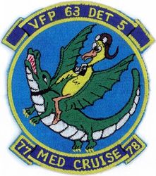 Light Photographic Squadron 63 Detachment 5 (VFP-63 Det 5) CVW-6 Mediterranean Cruise 1977-1978
Established as Composite Squadron Sixty-One (VC-61) on 20 Jan 1949. Redesignated Fighter Photographic Squadron Sixty One (VFP-61) in Jul 1956; Composite Photographic Squadron Sixty-Three (VCP-63) on 1 Jul 1959; Light Photographic Squadron Sixty Three (VFP-63) “Eyes of the Fleet” on 1 Jul 1961. Disestablished on 30 Jun 1982.

Deployment: 19 Sep 1977-25 Apr 1978, USS America (CV-66), CVW-6, Vought F8U-1P/RF-8G Crusader

