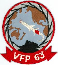 Light Photographic Squadron 63 (VFP-63)
Established as Composite Squadron Sixty-One (VC-61) on 20 Jan 1949. Redesignated Fighter Photographic Squadron Sixty One (VFP-61) in Jul 1956; Composite Photographic Squadron Sixty-Three (VCP-63) "Eyes of the Fleet" on 1 Jul 1959; Light Photographic Squadron Sixty Three (VFP-63) on 1 Jul 1961. Disestablished on 30 Jun 1982.

Douglas A3D-2P Skywarrior, 1959-1961
Vought F8U-1P Crusader, 1961-1982


