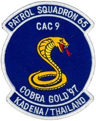 Patrol Squadron 65 (VP-65) Exercise COBRA GOLD 1997
VP-65 "Tridents"
1997
Established as VP-65 on 16 Nov 1970-31 Mar 2006.
Lockheed P-3C UII.5 Orion
