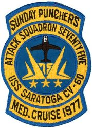 Attack Squadron 75 (VA-75) MEDITERRANEAN CRUISE 1977
VA-75 "Sunday Punchers"
1977
Grumman A-6E; KA-6D Intruder
