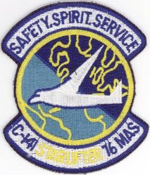 76th Military Airlift Squadron 
Constituted as 76 Ferrying Squadron (Special) on 30 Jan 1943. Activated on 8 Feb 1943. Redesignated as 76 Transport Transition Squadron on 4 Jun 1943. Disbanded on 31 Mar 1944. Reconstituted, and redesignated as 76 Air Transport Squadron, Medium, on 20 Jun 1952. Activated on 20 Jul 1952. Redesignated as 76 Military Airlift Squadron on 8 Jan 1966; 76 Airlift Squadron on 1 Oct 1991-.
