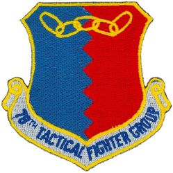 78th Tactical Fighter Group (NEVER ACTIVATED)
The 78th was scheduled to be activated at Soesterberg AB, Netherlands, but the 32d Tactical Fighter Group was activated in its place. Although the 78th was never activated, the patches were ordered by the USAF, so they are legitimate but were never worn.  
