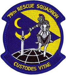 79th Rescue Squadron Heritage
Established as 79th Air Rescue Squadron on 17 Oct 1952. Activated on 14 Nov 1952. Inactivated on 18 Sep 1960. Activated on 10 May 1961. Redesignated 79th Aerospace Rescue and Recovery Squadron on 8 Jan 1966. Inactivated on 30 Jun 1972. Redesignated 79th Rescue Flight on 1 Apr 1993. Activated on 1 May 1993. Inactived on 1 Jul 1998. 79th Rescue Squadron on 1 Oct 2003-.

Translation: CUSTODES VITAE = Guardians of Life


