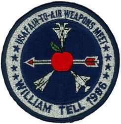 United States Air Force Air-to-Air Weapons Meet William Tell 1986 (ERROR)
Has F-106 on it, when it should be a CF-18. These were the ones sold by the BX, not the official comp patch.
Keywords: error